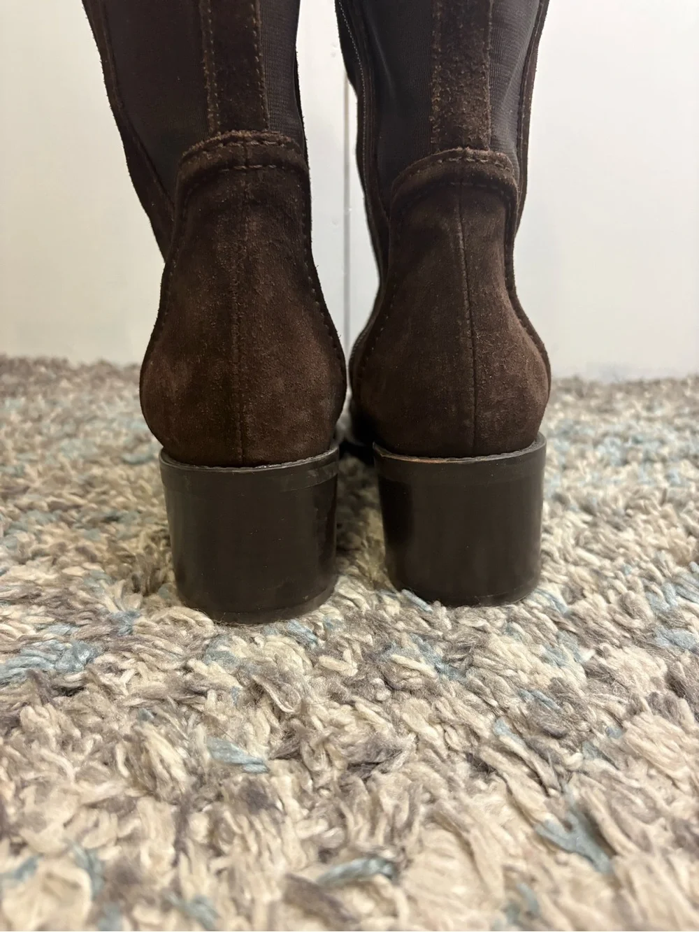 Aquatalia Boots Womens 7.5 Soft Suede Tall Riding Knee High Italy Dark Brown